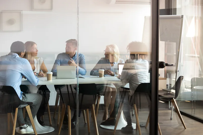 Team meeting in a conference room